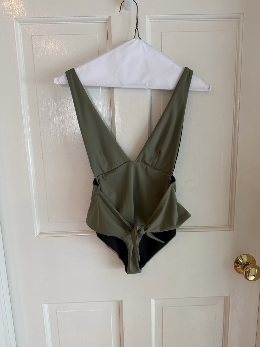 Skye & Staghorn Olive Green Plunge One Piece Swimsuit Size S